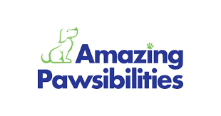 Logo with a green dog outline and blue text reading 'Amazing Pawsibilities'.